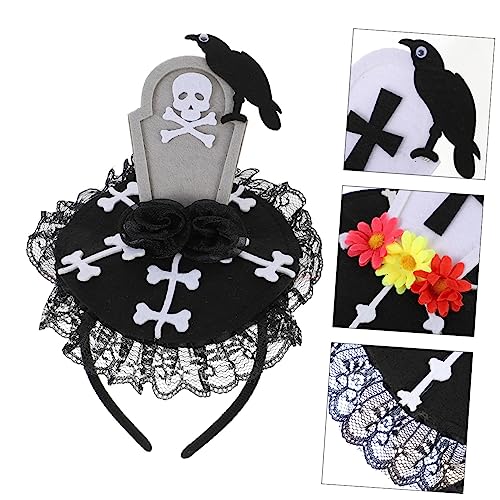 VALICLUD 2 Stück Halloween-haarreifen Zubehör Party Gotisch Stirnband Kopfbedeckung Kostüm Haarband Halloween-kopfschmuck Grabstein-halloween-requisite Stoff (polyester) von VALICLUD