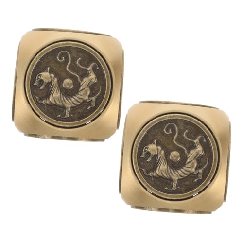 VALICLUD 2 Stück Handball aus Messing für Erwachsene Fidget klein Drehendes drehspielzeug Coole Gadgets einzigartige Metall Light Brown von VALICLUD