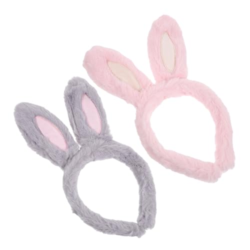 VALICLUD 2 Stück Hasenohren Haarreif Plüsch Kopfband für Mädchen Elastisch Cosplay Osterhasen Kostüm Party Zubehör von VALICLUD