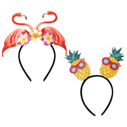 VALICLUD 2 Stück Hawaiian Kopfband mit Flamingo und Ananas Design Haaraccessoires für Luau Partys Sommerfeiern und Cosplay Dekorationen und Leicht Passend für Kopfgrößen von VALICLUD