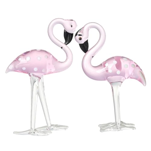 VALICLUD 2 Stück Kristall Flamingo Deko Kleine Rosa Flamingo Figuren mit Sockel Wetterfeste Tischdeko für Innen und Außen Stilvolle Glasornamente für Wohn und Gartendekoration von VALICLUD
