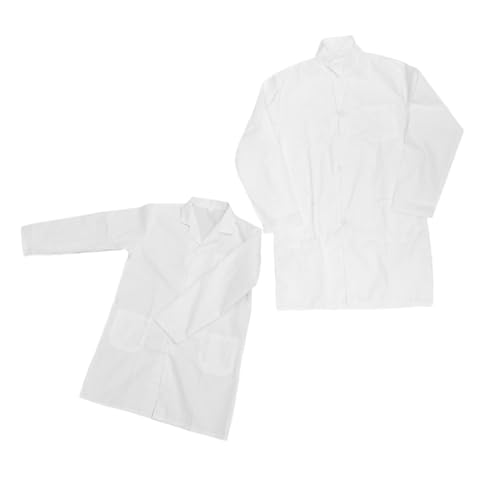 VALICLUD 2 Stück Laborkittel aus Baumwolle Weiche Atmungsaktive Wissenschaftler Kostüme für Jungen und Mädchen Waschbar Strapazierfähiger Labormantel für Rollenspiele Party Xl von VALICLUD