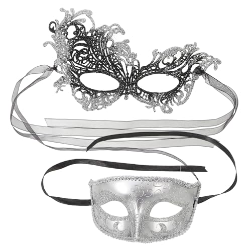VALICLUD 2 Stück Mardi Gras Mask Gold Halloween-maske Led Party Uv Retro-maskerade-maske Halbmaske Cosplay-maske Maskerademaske Karnevalsmaske Glückselige Maskerade Plastik von VALICLUD