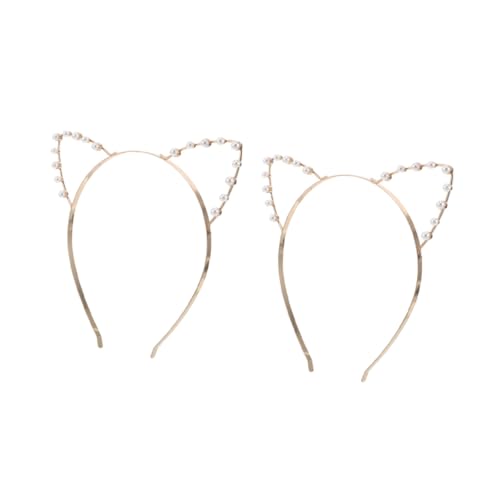 VALICLUD 2 Stück Perlen katzenohren Haarreif für Mädchen und Frauen Niedliches Cosplay Stirnband Vielseitiges Festliches Kopfschmuck accessoire für Halloween und Partys von VALICLUD