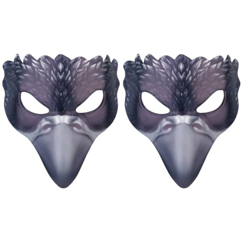 VALICLUD 2 Stück Rabenmaske, Maskerade-Maske, Fuchs, Rabenkostüm, Schwarz, Eulenmaske, Schnabel, Halloween-Kostüm, Schnabelmaske, Halbmaske, Kunstleder von VALICLUD
