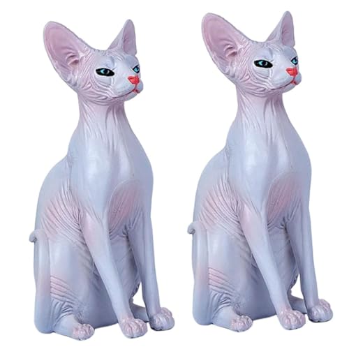VALICLUD 2 Stück Realistische Haarlose Katzenfigur Kunststoff Glatte Oberfläche Dekorativ und Fühlbar Pädagogisches Lernspielzeug und Stilvolle Deko für Zuhause und Schule von VALICLUD