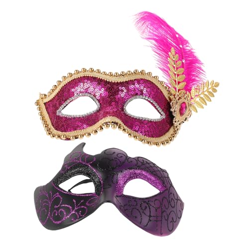 VALICLUD 2 Stück Retro Roman Maske Maskerade-maske Für Frauen in Der Hand Karneval Partyzubehör Maskerademaske Für Kindermädchen Karnevalsmaske Für Damen Kultistische Maske Violett Plastik von VALICLUD