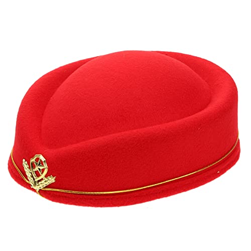VALICLUD 2 Stück Stewardess Hut Flugbegleiterin Mütze für Cosplay Damen Kostümzubehör Rot mit Goldener Verzierung für Karneval Halloween und Besondere Anlässe VALICLUD 2 Stück Stewardess Hut Flugbegleiterin Mütze für Cosplay Damen Kostümzubehör Rot mit Goldener Verzierung für Karneval Halloween und Besondere Anlässe von VALICLUD