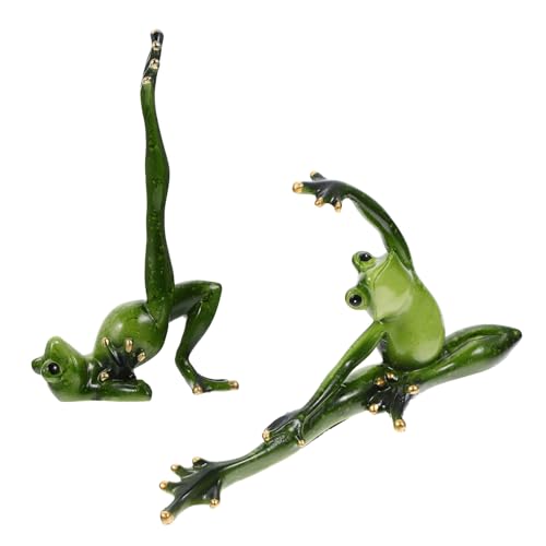 VALICLUD 2 Stück Teiliges Resin Frosch Yoga Pose Statue Wetterfeste Gartendeko Lustige Desktop Ornamente für Zuhause und Büro VALICLUD 2 Stück Teiliges Resin Frosch Yoga Pose Statue Wetterfeste Gartendeko Lustige Desktop Ornamente für Zuhause und Büro von VALICLUD