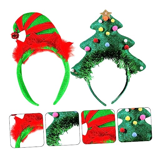 VALICLUD 2 Stück Teiliges Weihnachts Haarreif mit Glocken Lustiger Clownshut und Weihnachtsbaum Design Leichtes Formstabiles Haarschmuck Accessoire für Karneval Kostümparty und Festliche von VALICLUD