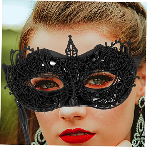 VALICLUD 2 Stück Venezianische Damen Spitze Maske mit Stab Leichte Plastik Masquerade Maske für Karneval Halloween Kostümparty Handgehaltene Maskerade für Frauen und Mädchen von VALICLUD