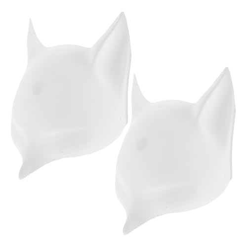 VALICLUD 2 Stück Weiße PVC Fuchsmaske zum Bemalen Glatte Oberfläche Handbemalbar Komfortable Vielseitig Einsetzbar für Cosplay Maskerade Ausstellungen und Dekoration von VALICLUD