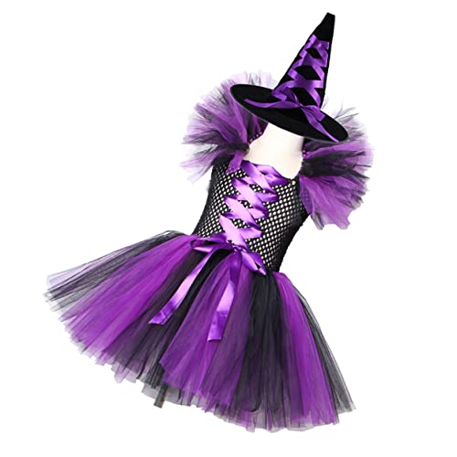 VALICLUD 2 Stück Witch's Rock Halloween -Kostüm Halloween Hexenkostüm Mädchen Kostüme für Frauen dekoration halloween Partykostüme Mädchenkleid Mädchen-Tutu-Kleid Nylongewebe Violett von VALICLUD