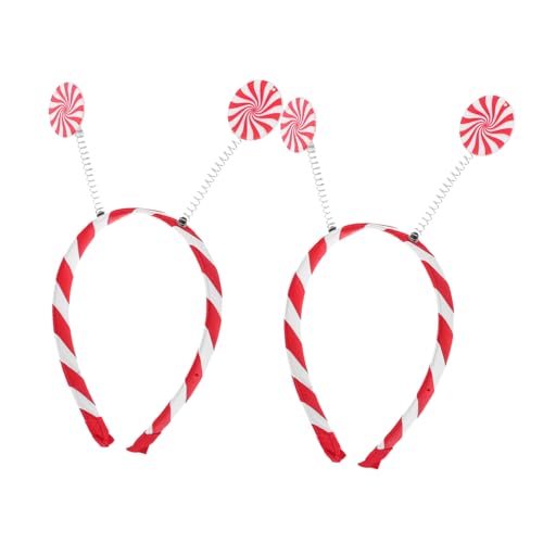 VALICLUD 2 Stück Zuckerstangen Stirnband Haar Accessoires Für Die Feiertagsparty Für – Weicher Acryl Haarreif Mit Lutscher Design Für Weihnachtskostüme von VALICLUD