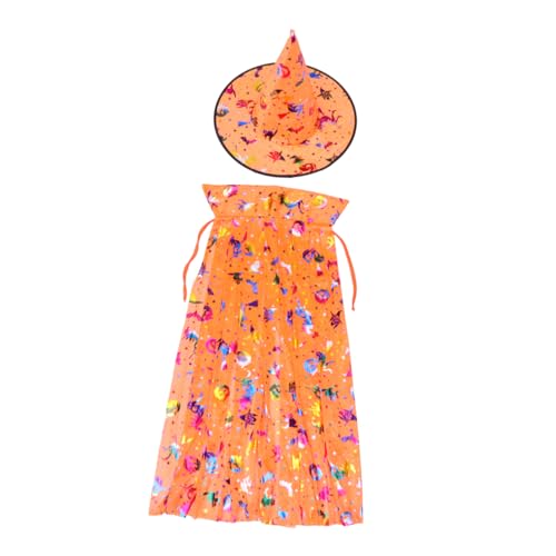 VALICLUD 2 Stücke Hexenumhang Kostüme Robe Kleidung Für Outfits Hat Hüte Hexenkostüm Hexenumhang Hut Gestrickte Stoff Orange von VALICLUD