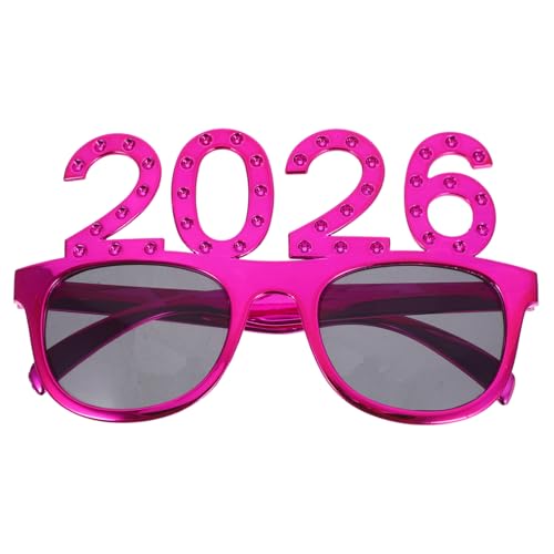 VALICLUD 2026 Brille Fotokabine Requisiten Neuheit Brille Brillengestell aus Kunststoff Kostümpartybrille Neujahrs-Sonnenbrille Gefälligkeiten für Abschlussfeiern Gafas de Fiesta Rosig von VALICLUD