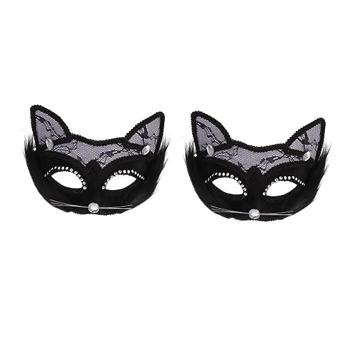 VALICLUD 2St Maskerade Maske Katzenmaske pelzig Maske Katze Masken Maskerade für Wolf halloween maske halloween-maske Dekorative Maske theatermaske Paar Gesichtsmaske Partydekor PVC Black von VALICLUD