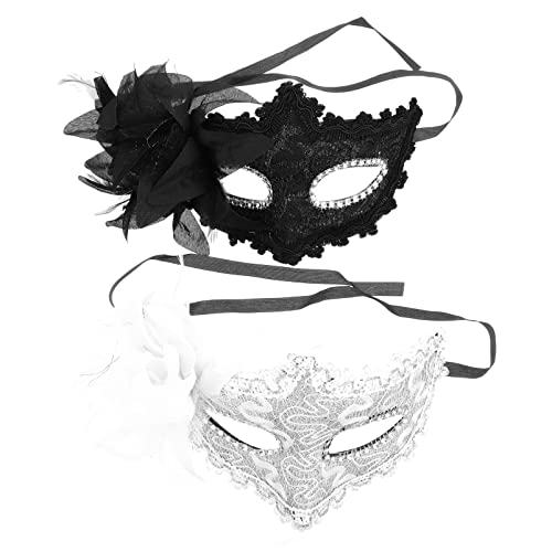 VALICLUD 2St Rosenprinzessin Maske Frauen Handmasken mit Stick Halloween-Spitzenmasken Party Maskerade Maske halloween masken halloweenmaske Partymasken Party-Gesichtsdekorationen Plastik von VALICLUD