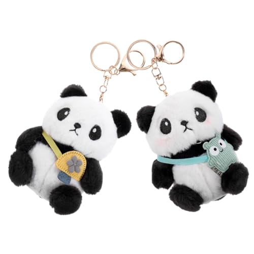 VALICLUD 2Stücke Plüsch Panda Schlüsselanhänger Niedliche Stofftier Anhänger mit Taschen für Frauen Lebendige Farben für und Dekoration von VALICLUD