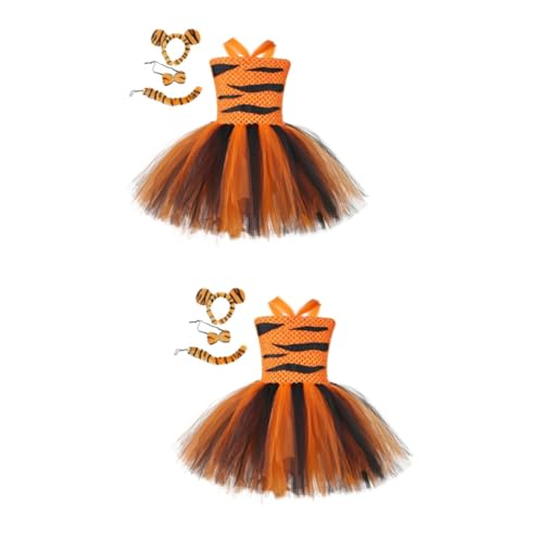 VALICLUD 2st Tiger Verkleiden Sich Cosplay Tigerschwanz Kostüm Tigerohren Kostüm Tigerohren Und Kleidung Kind Rock Tanzen Mädchen von VALICLUD