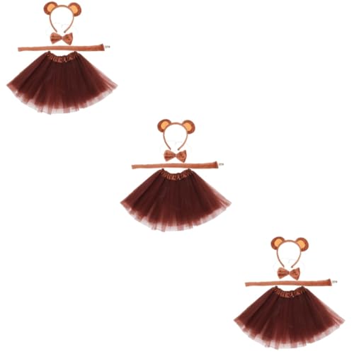 VALICLUD 3 Sätze Bären-Stirnband-Set tierkostüme für tierkostüme für erwachsene Ohr Kopfbedeckung Stirnbänder Ballettröckchen Cosplay Bärenkostüm Tierisches Bärenkostüm -Rock von VALICLUD