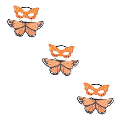 VALICLUD 3 Sätze Schmetterlingsflügel-Umhang Schal Mädchenkleidung Schmetterlings-Haarband Schmetterlingskostüm für Damen Feenkostüm für Damen Halloween Mantel Maske Kind Chiffon von VALICLUD