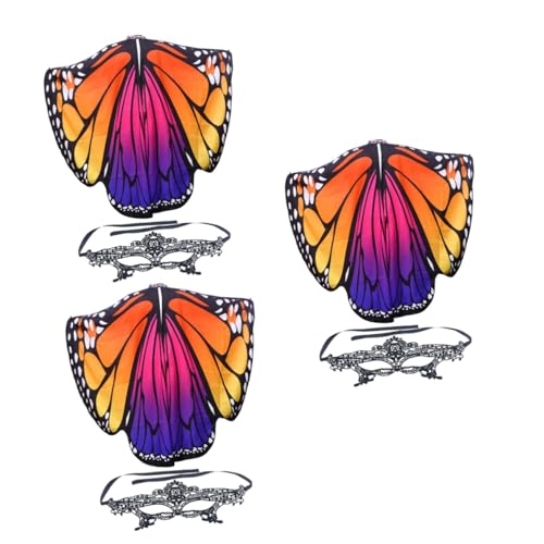 VALICLUD 3 Sätze Schmetterlingsschal Schal Dekor Masken Wabenqualle Festival-Schmetterlingsmantel zarter Schmetterlingsmantel Abschlussball schmücken Gesichtsmaske bilden Fräulein Polyester von VALICLUD