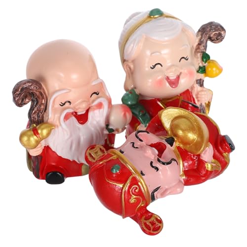 VALICLUD 3 Stück Chinesische Miniaturfiguren Teilig Resin Altenstatue Langlebigkeit Glück für Geburtstagstorte Cupcake Tischdekoration Langlebig von VALICLUD