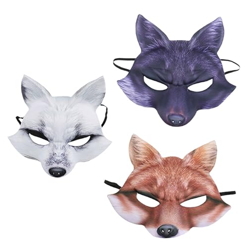 VALICLUD 3 Stück Halloween-Fuchsmaske halloween costume halloween kleidung fox mask halloweenkostüme Maskerade Tiermasken für Erwachsene Cosplay-Maskenornament Neuartige Halloween-Maske Eva von VALICLUD