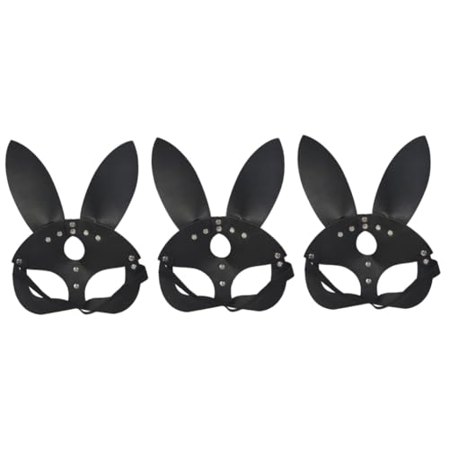 VALICLUD 3st Kaninchen Ohrenschützer Hasen-party-maske Dekorative Frauenmaske Frauen-maskerade-maske Halloween-maskerade-maske Weihnachtsfeier Maske Pu-leder Damen Cosplay von VALICLUD