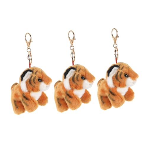 VALICLUD 3 Stück Plüsch Tiger Schlüsselanhänger Set Weicher Kuscheltier Charm für Taschen Rucksäcke Geburtstags Mitgebsel Partygeschenke Gelb von VALICLUD