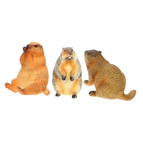 VALICLUD 3 Stück Realistische Teilig Groundhog Figurine Kleine Lebensechte Erdferkel Modelle Detailreiche Wildtier Skulpturen für Schreibtisch Heimdekoration Lernspielzeug und von VALICLUD