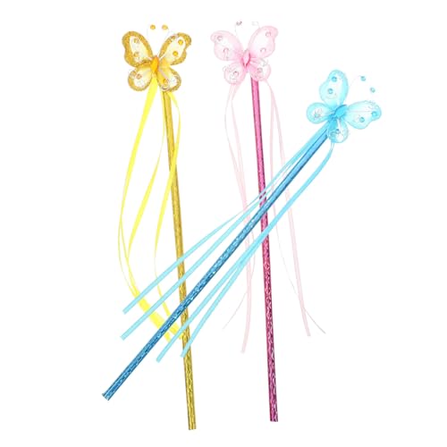 VALICLUD 3 Stück Schmetterlings-Feenstab Schmetterlingsstock Party schmetterlingsflügel Bühnenperformance Feenstöcke -Fee-Sticks- Neuheit Feenstab Plastik von VALICLUD