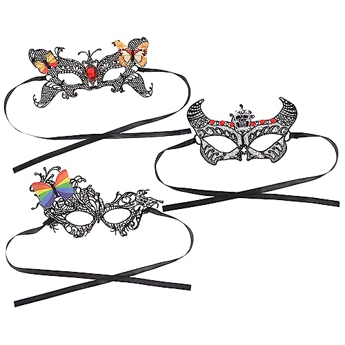 VALICLUD 3 Stück Stierkopf-Spitzenmaske Cosplay Kopfbedeckung aus Spitze Masken für den Maskenball LED-Maske halloween masken halloweenmaske Gesichtsdekore Halloween-Spitzenmaske Stoff von VALICLUD