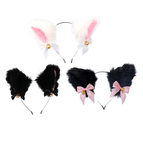 VALICLUD 3 Stück Teiliges Katzenohren Haarband Plüsch Cosplay Kopfbedeckung mit Glocken für Partys Halloween Weihnachten und Tägliches VALICLUD 3 Stück Teiliges Katzenohren Haarband Plüsch Cosplay Kopfbedeckung mit Glocken für Partys Halloween Weihnachten und Tägliches von VALICLUD