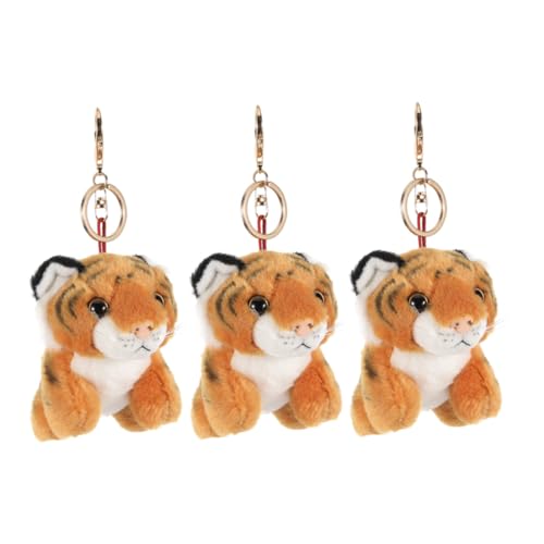 VALICLUD 3stücke Plüsch Tiger Schlüsselanhänger Set Weiches Stofftier Anhänger Tragbar Für Taschen Und Schlüssel Langlebiges Ausgestopftes Spielzeug von VALICLUD