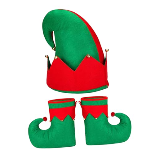 VALICLUD 3 Stück Teiliges Weihnachts Elf Kostüm Langlebigem mit Roten und Grünen Elfenschuhen Sowie Passender Elfenmütze für Erwachsene für Weihnachtsfeiern und Festliche Partys VALICLUD 3 Stück Teiliges Weihnachts Elf Kostüm Langlebigem mit Roten und Grünen Elfenschuhen Sowie Passender Elfenmütze für Erwachsene für Weihnachtsfeiern und Festliche Partys von VALICLUD