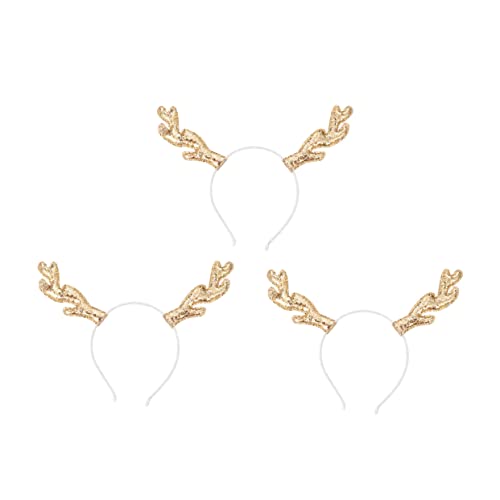 VALICLUD 3 Stück Teiliges Weihnachts Haarband mit Goldenem Glitzer Rentiergeweih Kreativer Party Haarschmuck für Weihnachten Weiches Bequemes Stirnband für Fest und Themenfeiern von VALICLUD