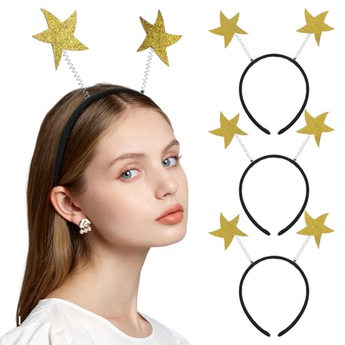 VALICLUD 3-Teiliges Glitzer-Stern-Stirnband Für Damen Und Mädchen Verstellbares Elastisches Haar-Accessoire Für Partys Geburtstage Cosplay von VALICLUD