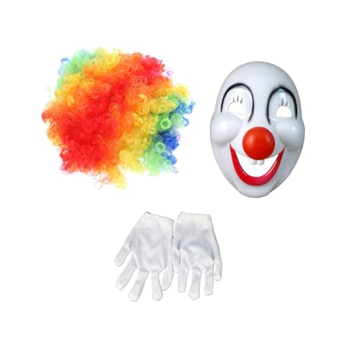 VALICLUD 3Er-Set Clown Kostüm Cosplay Zubehör erwachsene Perücken Maskerade-Maske formelle Kleidung Clown-Anzug Clown-Maske Erwachsener Hose Performance-Kostüm Requisiten von VALICLUD