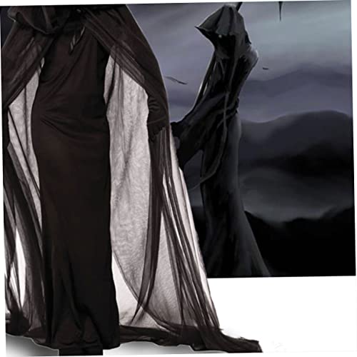 VALICLUD 3St Hexenkostüm für Frauen schwarzes Abendkleid Kleider schwarzes kleid Hexenkostüm für Cosplay Halloween-Hexenkleid für Rollenspiele Nachtclub Mantel Jacke mit Hut Kleidung Damen von VALICLUD