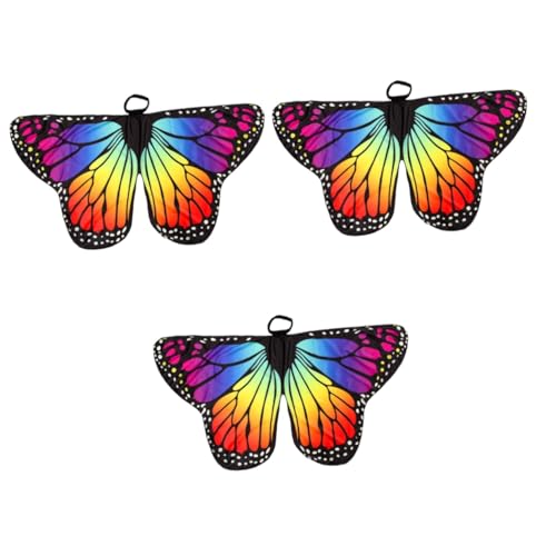 VALICLUD 3St Schmetterlings- -Schal Kinderkleider Kostüm Schmetterlingsumhang Cosplay Feenflügel Erwachsener dekorativer Schmetterling Zubehör Mantel rotieren kleiner Schmetterling von VALICLUD