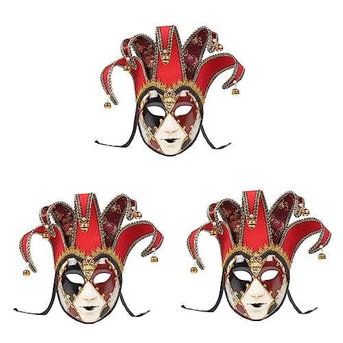 VALICLUD 3St Kostüm Vollgesichtsmaske schwarze Vollmaske Kostüme für Erwachsene masquerade theatermaske kleidung Golddekor Venezianische Vollgesichtsmaske Maskerade-Gesichtsabdeckung gemalt von VALICLUD
