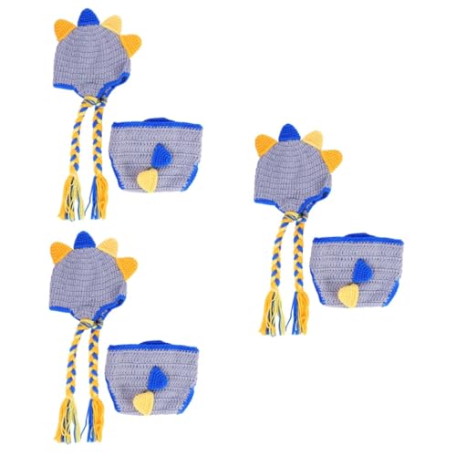 VALICLUD 3sätze Dinosaur Modellierung Strampler Handgestricktes Kostüm Für Babyfotografie Für Neugeborene Jahr Hellblau von VALICLUD