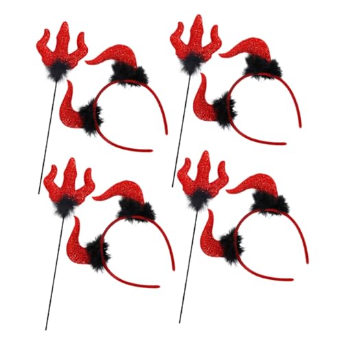 VALICLUD 4 Sätze Halloween Teufel Kostüm Zubehör mit Rotem Teufelshorn Haarreif und Dreizack Bequemes Stirnband Detailreiches Dämonen Accessoire für Karneval Cosplay und Mottopartys VALICLUD 4 Sätze Halloween Teufel Kostüm Zubehör mit Rotem Teufelshorn Haarreif und Dreizack Bequemes Stirnband Detailreiches Dämonen Accessoire für Karneval Cosplay und Mottopartys von VALICLUD