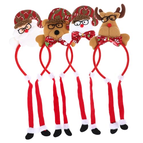 VALICLUD 4 Stck. Teiliges Weihnachts-Stirnband aus weichem, leichtem Material mit Schneemann-, und Bären-Weihnachtsmann-Motiven, festlicher Haarschmuck für Damen für Weihnachtsfeiern und von VALICLUD