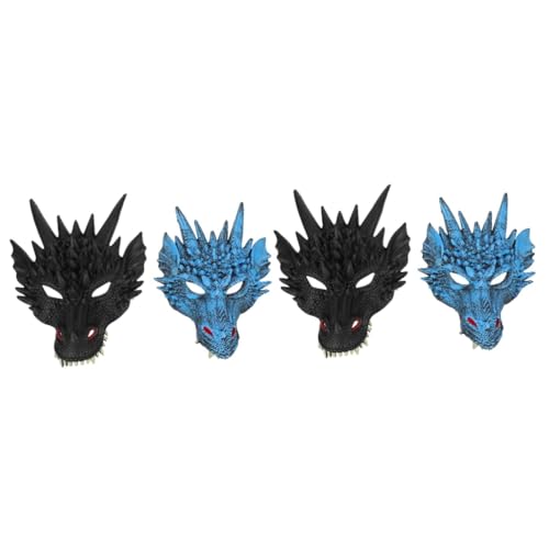 VALICLUD 4 Stück 3D-Tier-Drachenmaske Dinosaurier-Masken Tiermasken Kleider Party-Drachenmasken Cosplay-Drachenmasken Abschlussball Requisiten Lieferungen Kleidung tierischer Drache von VALICLUD