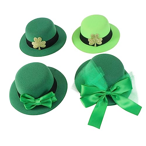 VALICLUD 4 Stück Mini Hut Haarspangen für Patrick's Day Grüne Kostümaccessoires mit Schleifen und Kleeblatt für Unvergessliche Partymomente von VALICLUD