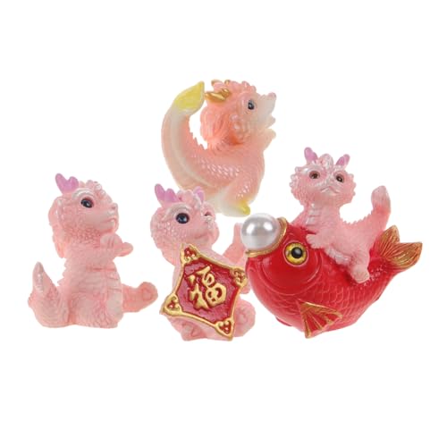 VALICLUD 4 Stück Miniatur Drachen Figuren aus Harz Kleine Deko Ornamente für Miniaturlandschaften Mini Gärten Kuchen und Neujahrsdeko Detailreiche Farbenfrohe Mini Drachen mit Niedlichen von VALICLUD