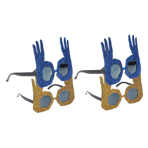 VALICLUD 4 Stück Teiliges Finger-ok-hand-gestengläserset Lustige Verspielte Sonnenbrillen in Gold und Blau Komfortabel Langlebig Party Kostüm-accessoires für Erwachsene von VALICLUD